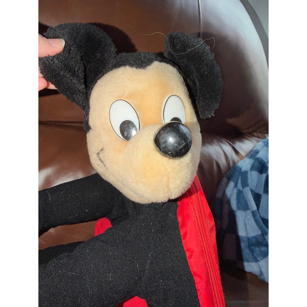 Vintage Mickey Mouse Plush Backpack Mickey's Pals Dover Handbag Co Red Black - Picture 2 of 8